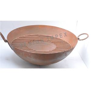 Look Vintage forme ovale grand Kadai avec deux poignées fabriqué en Inde à la main affichage extérieur foyer stand grand bol de cuisson - Product Image 4