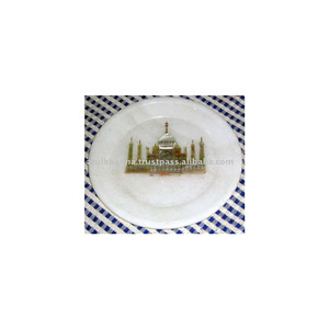 White Marble Taj Mahal Design Plate - Product Image 1