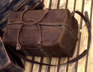 Bolso de lona de cuero genuino Marrón castaño Vintage Unisex personalizado caramelo moda deporte Weekender equipaje de mano viaje gancho bucle - Product Image 6