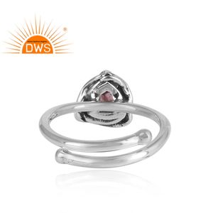 Anillo de Plata de Ley 925 con gema de topacio rosa, joyería ajustable, apilable, oxidado, Triangular - Product Image 4