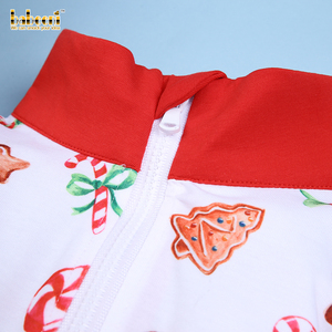 Vintage Christmas Candy Print Pullover para niñas ODM Venta al por mayor Baby Smocked Clothing-BB2425 - Product Image 3