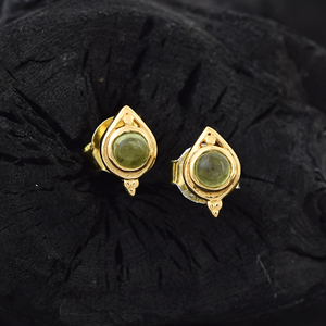 Pendientes minimalistas de Plata de Ley 925 con gema de peridoto Natural, joyería fina, chapado en oro, precio barato - Product Image 3