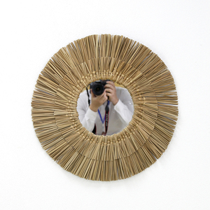 Round Traditional Design Seagrass Wall <b>Mirror</b> Hand Woven Straw Decorative <b>Mirror</b> From Vietnam - Product Image 1