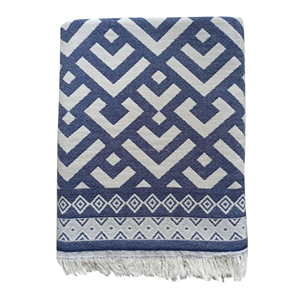 Jeté Jacquard 130x170 cm - 51x67 pouces, lourd et luxueux, 100% coton - Collection Maya NAVY Jacquard - Product Image 1