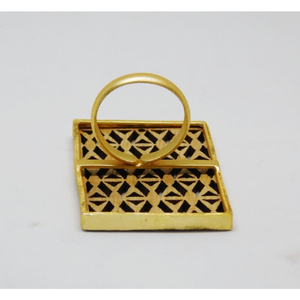 Bague en bois plaqué or en laiton faite à la main tendance dernière mode en laiton en bois pour femmes et filles - Product Image 2