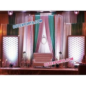 Royal Lookแผงฉากหนังติดคริสตัล,ฉากหนังสีขาวงดงามแผงหนังติดด้านหลังสำหรับโซฟางานแต่ง - Product Image 1