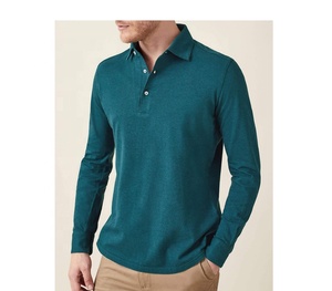 Camisas Polo de Manga Larga para Hombre, Hechas a Medida, 100% Algodón, de la Mejor Calidad, Color Azul Elegante, Secado Rápido, Venta al Por Mayor - Product Image 3