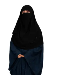 Low Cost Plain Black Instant 2 Loop Hijab + Niqab Islamic Muslim Scarf Hijab Veil
