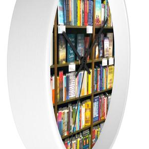 Horloge murale colorée style bibliothèque, accessoire imprimé avec bordure de cadre blanc, 1 pièce - Product Image 2