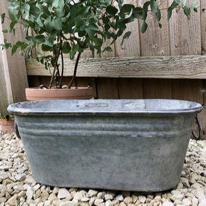 Planteur ovale en Zinc galvanisé, 1 pièce, avec poignées - Product Image 1