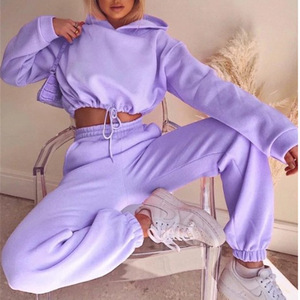 High Quality Women's Maternity Winter Fitness Tracksuit Set Warm Long Sleeve Casual Crop Top Hoodie & Sweatpants Sportswear - Product Image 4