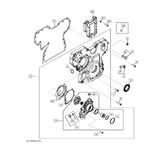 Part for JD JohnDeere Tractor, cover, timing gear aux drive high flow w Part Number DZ10353