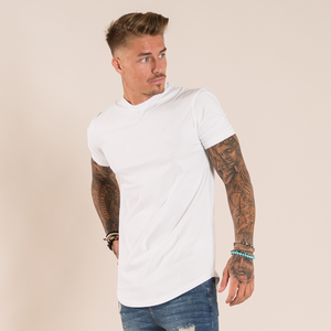 New Premium Custom Curved Hem <b>Shirt</b> Scoop Neck <b>Shirt</b> Scallop Hem Extra <b>Long</b> <b>Line</b> Slim Fit Cotton Spandex <b>T</b>-<b>shirt</b> - Product Image 6