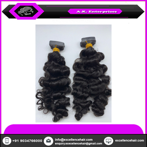 Extensiones de Cabello Humano Virgen 100% Sin Procesar de Alta Calidad al por Mayor, Extensiones Remy Indias con Base Gruesa, Onduladas Naturales, Doblemente Tratadas a Máquina - Product Image 4