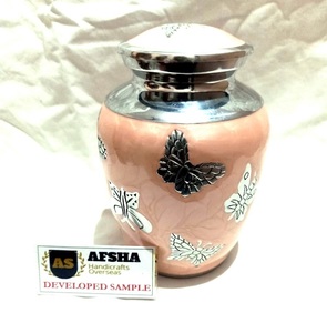 Urna de Metal con grabado de mariposa rosa para adultos, urna de cremación de cenizas funerarias, de latón/aluminio, estilo americano/europeo - Product Image 1