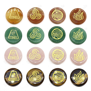 Ensemble de pierres précieuses rondes plates classiques à 4 éléments de la nature (<span class=keywords><strong>eau</strong></span>, <span class=keywords><strong>feu</strong></span>, <span class=keywords><strong>terre</strong></span>, <span class=keywords><strong>air</strong></span>) pour l'équilibre et la guérison - Product Image 6