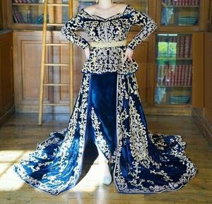 Impresionante vestido de novia caftán azul marroquí con bordado elegante y diseño tradicional para novias 2025 - Product Image 1
