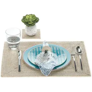 6PCS Bamboo Weaved Non Slip Placemats Dining Dinner Table Mat Home