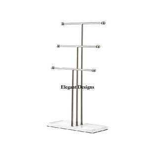 Luxury Silver Jewelry <b>Display</b> Stand with Wooden Base Eco-Friendly Durable <b>Tabletop</b> Home Decor Jewelry Stand - Product Image 3