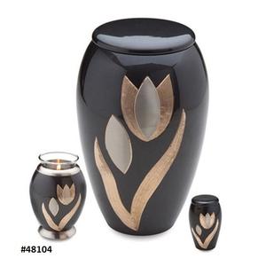 Urna para cenizas de latón metálico, Juego de 3 urnas de cremación impresas con esmalte negro, urna de cremación estándar grabada a mano con acabado negro - Product Image 1