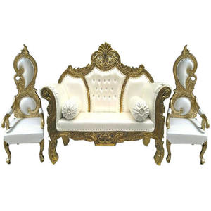 Juego de sofá de boda real Indio, fabricante Maharaja, sofá de boda con sillas de hojas, juego de sofá tallado en madera para boda de diseñador, EE. UU. - Product Image 1