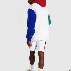 Vente en gros fabricants de vêtements personnalisés couleur noir survêtements unisexes ensembles de survêtement pour hommes ensemble court à capuche deux pièces - Product Image 2