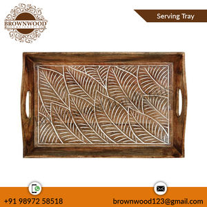 Plateau de service en bois de manguier fait à la main de qualité exportée pour les hôtels et les restaurants. Prix d'usine direct disponible à prix réduit - Product Image 2