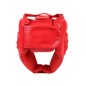 Plain Dyed Head Guards Red Color Leather Made Boxing Wear Helmets Customized Cowhide Leather Punching Safety Face Guards - Product Image 3