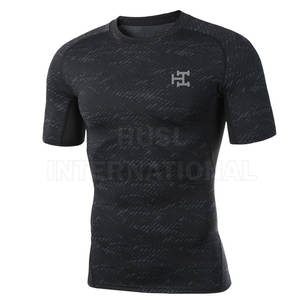 Camiseta de gimnasio con logotipo personalizado de alta calidad para hombre, camisetas deportivas de punto con patrón impreso, venta en línea - Product Image 2