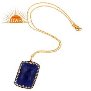 Collar con Colgante de Piedra Preciosa Aventurina Azul Natural, Chapado en Oro de 18k, Plata de Ley 925, Joyería de Moda para Mujer, Anillo de Compromiso - Product Image 2