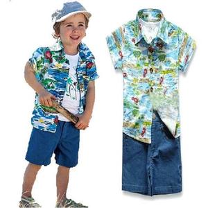 Camisas hawaianas estampadas de poliéster para niños - Product Image 1