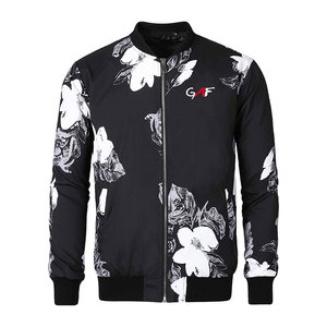 GAF แจ็กเก็ตบอมเบอร์ผู้ชาย, แจ็กเก็ตแฟชั่นโอเวอร์ไซส์พร้อมซิปปิดคอวีเข้ารูป - Product Image 5