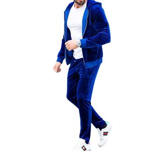 Velour ชุดวอร์มกำมะหยี่มีฮู้ดสำหรับผู้ชาย,ชุดวอร์มมีซิป - Product Image 4