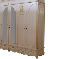 Meubles en bois peints - Ensemble de chambre à coucher Versailles en blanc et argent avec ornements sculptés