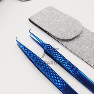 Prix de gros 45 et 90 Degrés Angle Plasma Bleu Couleur Extension de Cils Pince À Épiler En Acier Inoxydable Logo Personnalisé - Product Image 1