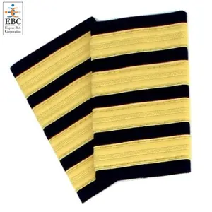 OEM Short Length Gold Strips Epaulettes Pilot Airline High Quality Merchant Captain First Officer 4 Bars Slip Ranks