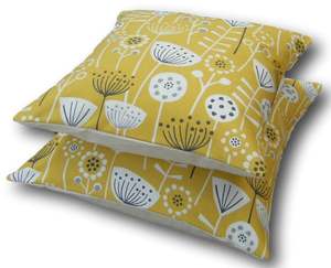 Funda de Cojín Cuadrada Moderna con Estampado de Plantas en Amarillo Mostaza y Blanco, Diseño Impreso Lavable para Decoración del Hogar - Product Image 2