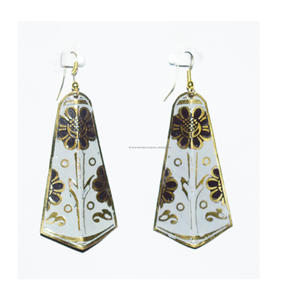 New York City artistique cuivre bijoux conceptions Turquoise or boucle d'oreille cerceau petit métal creux rond vert cuivre turquoise femmes - Product Image 2