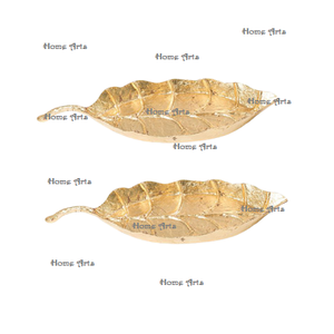 Diseño atractivo Dulces Dátiles Plato para servir en aluminio Color dorado Plato para servir hojas con dos niveles a granel - Product Image 6