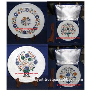 Decorative White Marble Inlay Plates - Product Image 1