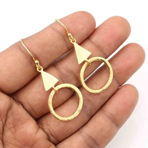 ต่างหูห่วงสามเหลี่ยม2025ทันสมัย925เงินสเตอร์ลิงชุบทองไข่มุกทำด้วยมือของขวัญตามสั่งสำหรับผู้หญิงและเด็กผู้หญิง - Product Image 2