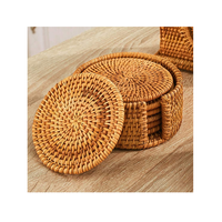 Ensemble de sets de table et sous-verres en rotin, écologiques, tissés à la main, taille personnalisée, emballés en carton au Vietnam, décoration de table, style minimaliste