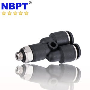 Y ba chiều thiết bị đầu cuối ống khí nén Doanh pwt loạt Yee đẩy để kết nối một cảm ứng phù hợp với nam đồng & PBT Polymer 0 ~ 1 Mpa - Product Image 2