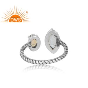 Anillo de plata 925 con aspecto antiguo para mujer, joyería oxidada al por mayor, anillo de Topacio Azul etíope, joyería - Product Image 4