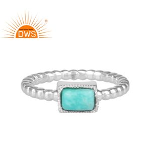 Handcrafted Hammered Arizona <b>Turquoise</b> Sterling Silver Bezel Setting Trendy Wedding Statement <b>Ring</b> for Women & Unisex - Product Image 1