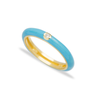 Anillo de piedra de circón esmaltado negro para mujer, joyería de plata de ley 925, anillos esmaltados coloridos - Product Image 5