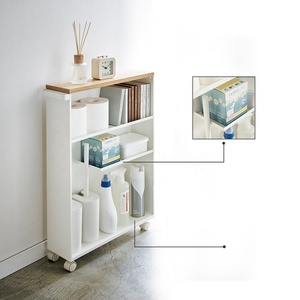 Chariot de rangement nordique en bois et métal, chariot de cuisine, avec roulettes, livraison gratuite - Product Image 1