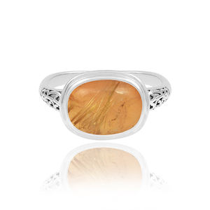 Wholesaler Unique 925 Sterling Silver Golden Rutile Doublet Carnelian Gemstone <b>Ring</b> Bezel Setting for <b>Wedding</b> - Product Image 3