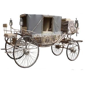 Charrette à chevaux en argent antique de style vintage, charrette à chevaux en argent de style ancien Maharaja, charrette à chevaux de style grand roi - Product Image 1