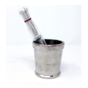 Mortero de molienda de especias para el hogar más vendido, hecho a medida, India, alta calidad, plata, acero inoxidable, latón pulido, mármol - Product Image 1